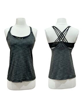 Lululemon Sunset Salutation Tank Heather Green Fatigue Green Black Size 4